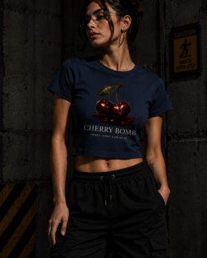 Cherry Bomb crop top navy blue