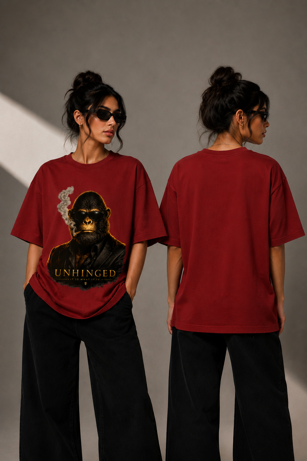 UNHINGED MONKEY Oversized Classic Unisex T-Shirt - Image 5