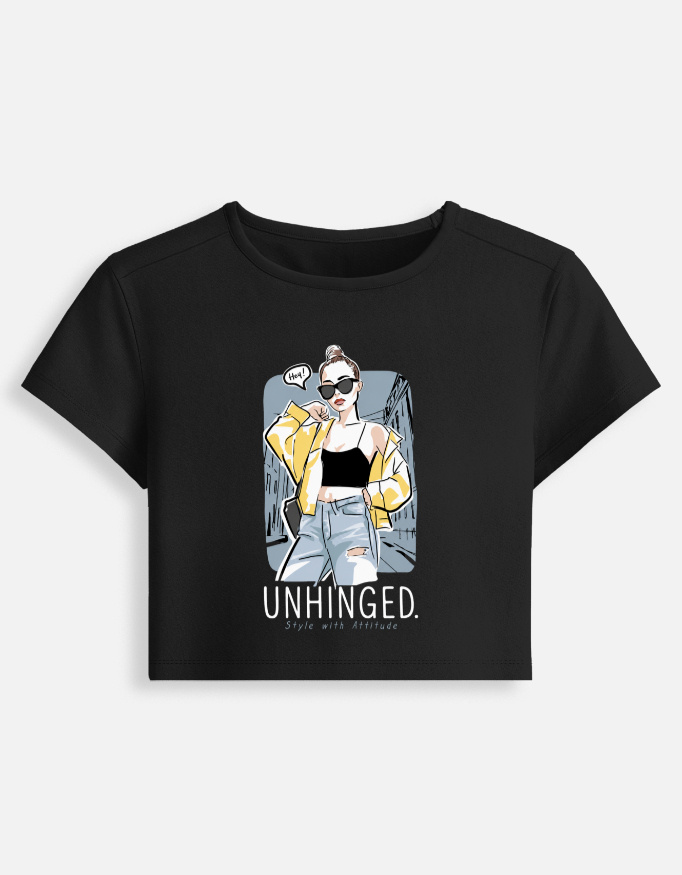 UNHINGED Black Baby Tee - Image 3
